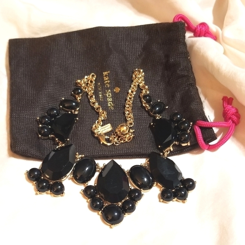 Brand NEW Kate Spade New York Black Gold Statement Necklace